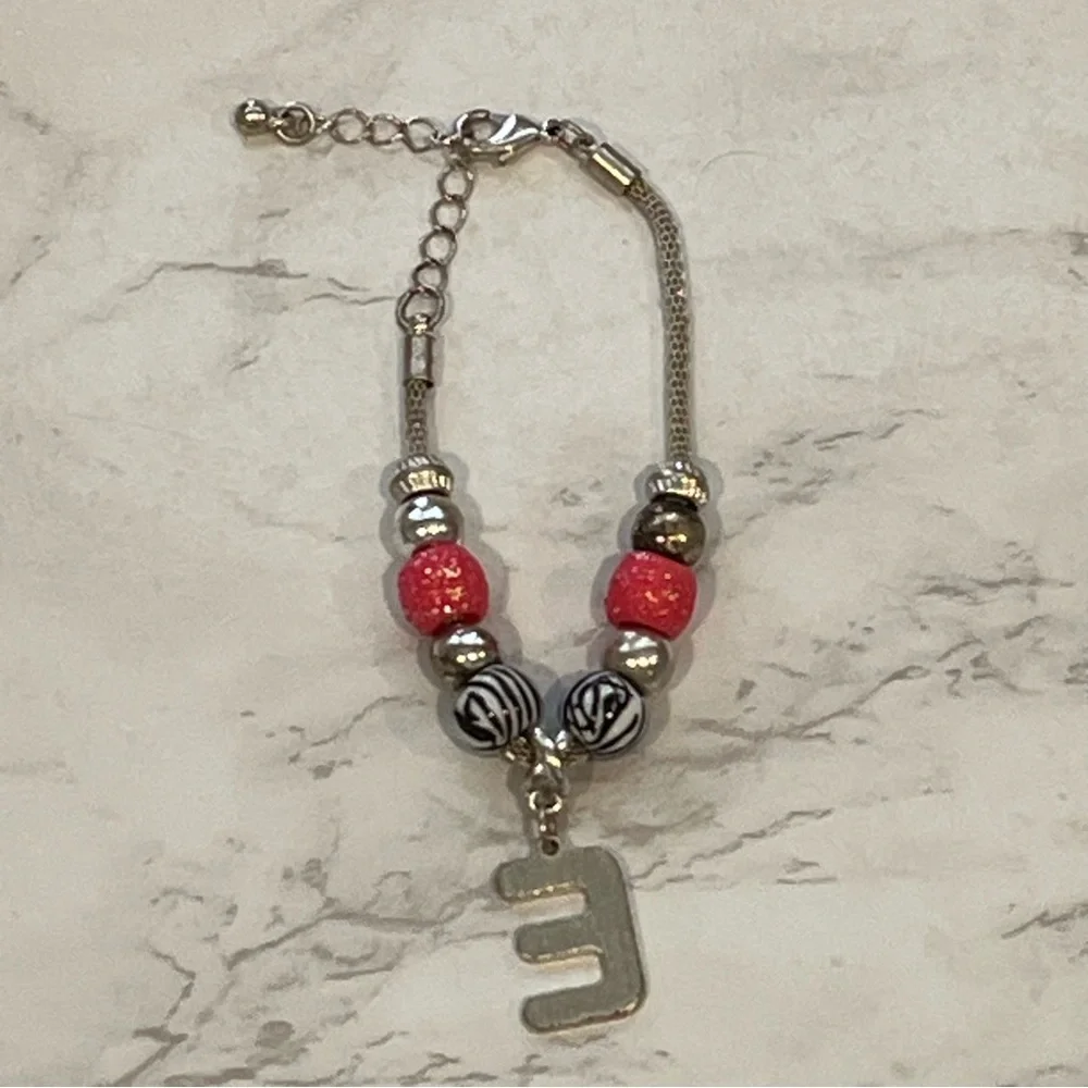 Justice Girls Pink Glitter Initial 